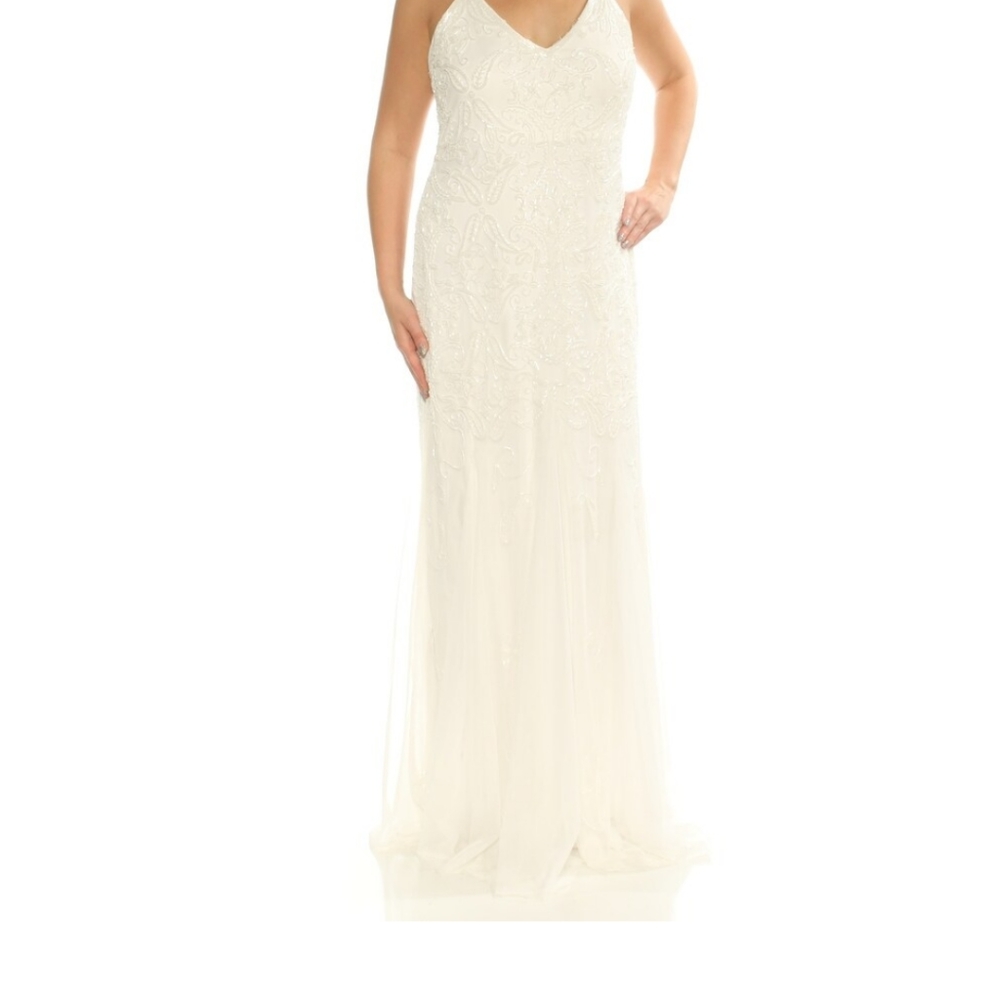 Adrianna Papell Beaded Tulle A-Line Gown - Picture 2 of 6